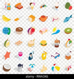 Rest icons set, isometric style Stock Vector