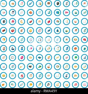 100 cooking icons set, isometric 3d style Stock Vector
