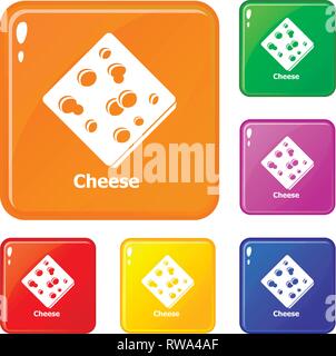Cheese icons set vector color Stock Vector