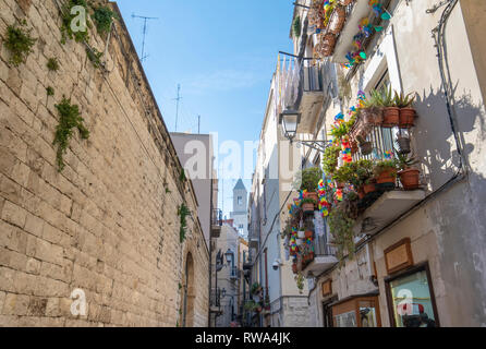 Bari, Puglia, Italy -   View of colorful street in Bari, Apulia. Italian spirit of southern Italy.