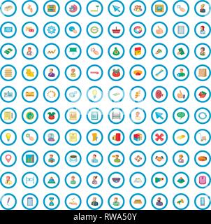 100 corporation icons set, cartoon style Stock Vector