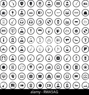 100 music icons set, simple style  Stock Vector