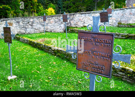 Austria, Plockenpass, Mauthen village. WWI, Austro-Hungarian war cemetery, near the Austrian-Italian border. Stock Photo