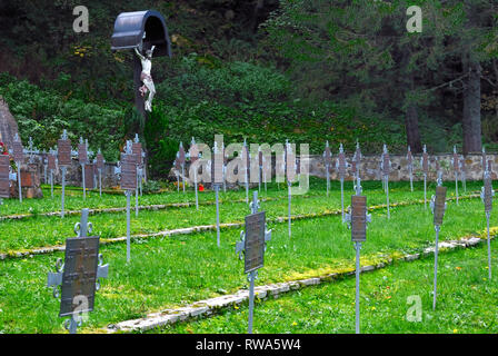 Austria, Plockenpass, Mauthen village. WWI, Austro-Hungarian war cemetery, near the Austrian-Italian border. Stock Photo