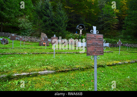 Austria, Plockenpass, Mauthen village. WWI,Austro-Hungarian war cemetery, near the Austrian-Italian border. Stock Photo