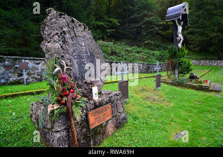 Austria, Plockenpass, Mauthen village. WWI,Austro-Hungarian war cemetery, near the Austrian-Italian border. Stock Photo