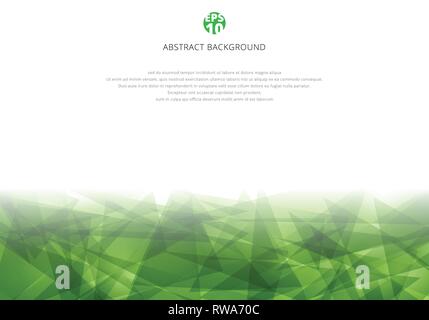 Abstract green polygonal overlapping on white background with copy space. Geometric triangles modern style. Vector illustration Stock Vector