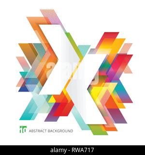 Abstract template colorful arrows overlapping on white background minimal style. Geometric graphic design elements. Vector illustration Stock Vector