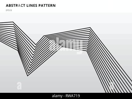 Abstract black stripe lines graphic optical art on white background. Vector illustration Stock Vector
