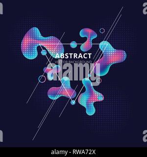 Abstract trendy fluid shape bright gradient colors on dark background. Triangle white frame liquid or ink drops design element with Copy Space. Vector Stock Vector