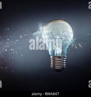 high-speed photography of a real exploding light bulb Stock Photo