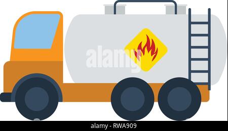 Oil truck icon. Flat color design. Vector illustration. Stock Vector