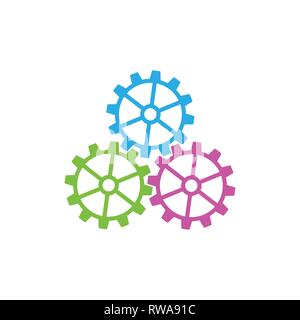 three colorful cog machine system symbol vector Stock Vector