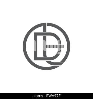 letters dt simple linked lines circle logo vector Stock Vector
