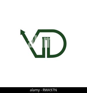 letters vd simple geometric arrow line logo vector Stock Vector