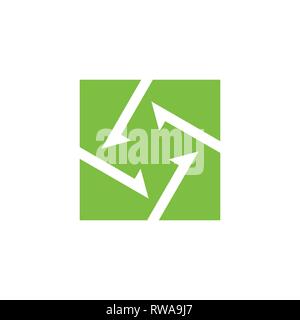 square circle arrows negative space logo Stock Vector