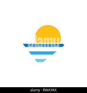 abstract sun and ocean simple gradient logo Stock Vector