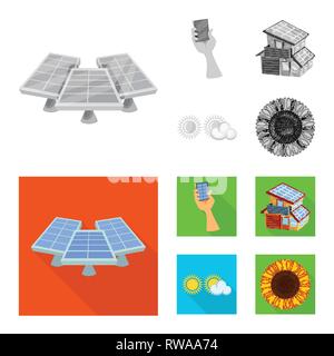 generator,hand,building,cloud,sunflower,electricity,battery,sunshine,blue,light,reflection,production,house,sky,heat,cell,renewable,business,sunlight,modern,weather,glass,summer,thermal,warm,environment,construction,plant,station,eco,innovation,technology,organic,nature,Solar,panel,energy,green,power,sun,set,vector,icon,illustration,isolated,collection,design,element,graphic,sign Vector Vectors , Stock Vector