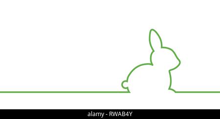 green rabbit easter border on white background vector illustration EPS10 Stock Vector