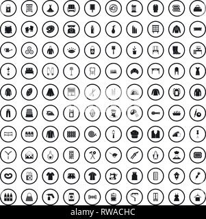 100 needlework icons set, simple style  Stock Vector