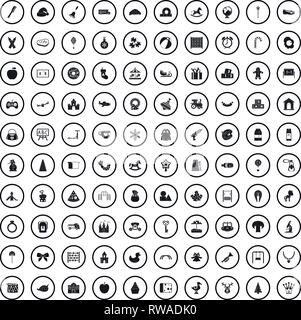 100 nursery school icons set, simple style  Stock Vector