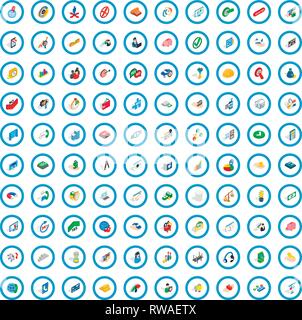 100 creative icons set, isometric 3d style Stock Vector