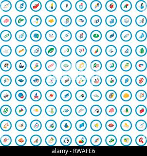 100 creative idea icons set, isometric 3d style Stock Vector
