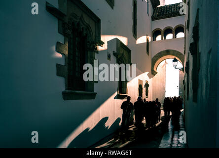 The street between Maricel Palace and Cau Ferrat Museum in the Mediterranean town of Sitges Stock Photo