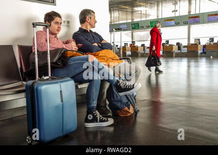 People inside Terminal 1 waiting before departure, Vienna Airport, Austria Stock Photo