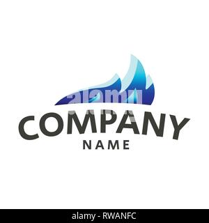 Fire Blue Flame Logo design vector template drop silhouette Stock Vector