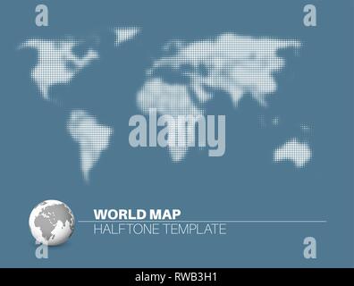 World map with halftone effect - template made from dots for your infographics reports - light version Stock Vector