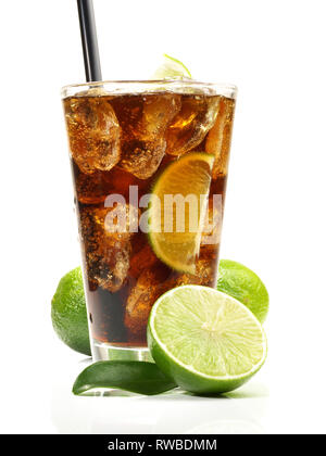 Cuba Libre Cocktail on white Background Stock Photo