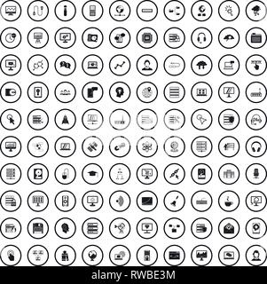 100 on-line seminar icons set, simple style  Stock Vector