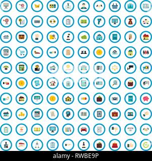 100 credit icons set, flat style Stock Vector