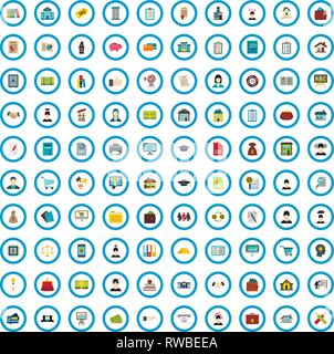 100 credit guidance icons set, flat style Stock Vector