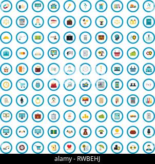 100 credit skill icons set, flat style Stock Vector