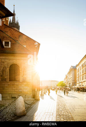 Krakow, Poland - May 18, 2017: St Mary's Basilica on Main Square in Krakow, Poland Stock Photo