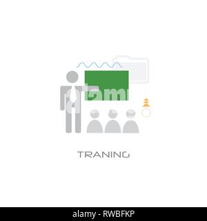 learning training courses business education presentation line style white background Stock Vector