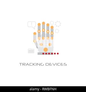 hand electronic tracking devices access technology concept palm sensor connected electrodes line style white background Stock Vector