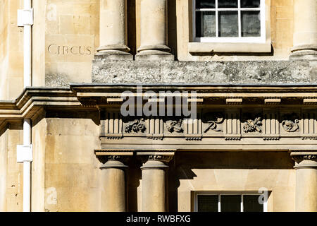 Detail from the Georgian buildings of The Circus in Bath, England Stock Photo