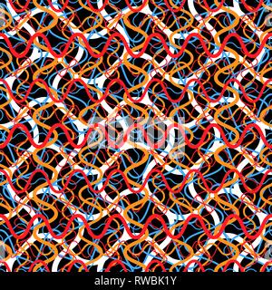 Chaos of multicolored computer cables and wires seamless pattern Stock Vector
