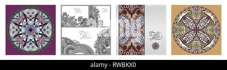 set of floral decorative background, template frame design for card Stock Vector