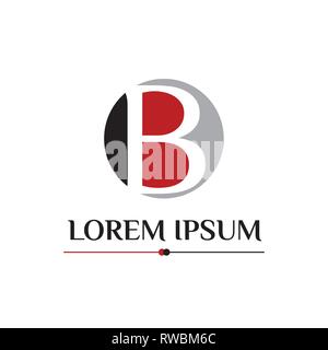 B letter black and red vector logo design Stock Vector