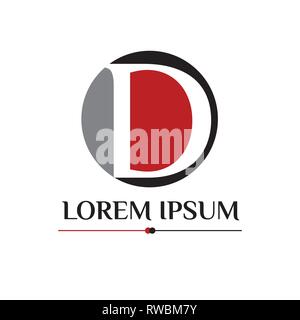 D letter black and red vector logo design Stock Vector