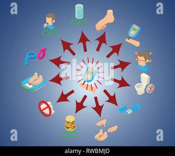 Diabetic concept banner, isometric style Stock Vector