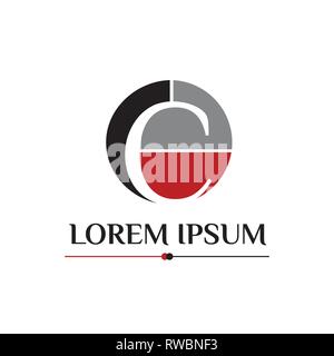 C letter black and red vector logo design Stock Vector