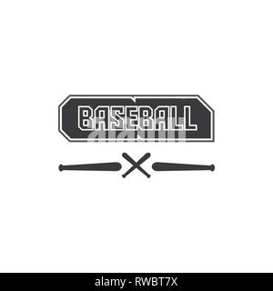 vector illustration of baseball black logo text in black and illustration of a baseball stick Stock Photo