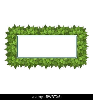 White rectangle frame with green brushes isolated on white background Stock Vector