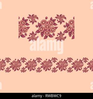 Floral horizontal pattern with flowers coral colors Stock Vector