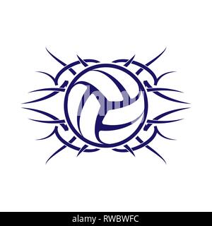 Volleyball symbol with abstract pattern lines isolated on white background Stock Vector